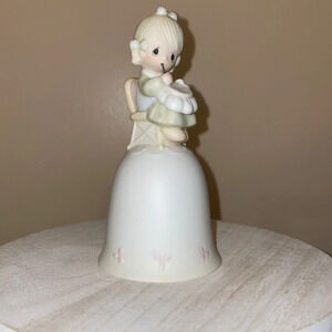 Precious moments bell collectible mother sew dear trinket porcelain sewing 1981